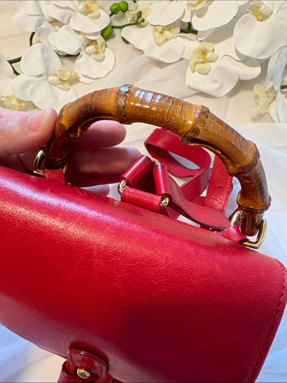 Vintage Tom Ford Era Gucci Red Mini Bamboo Backpack - Picture 15 of 16